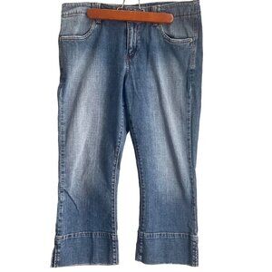 Levi's 515 Capri Womens Size 10 Medium Wash High Rise Denim Casual Distressed